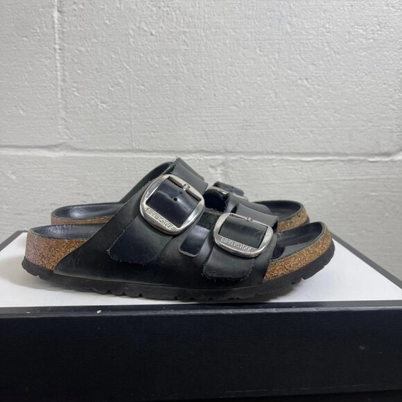 Birkenstock Arizona Big Buckle Black Leather Sandals Women's 38 EU/7 US Narrow - Picture 3 of 11
